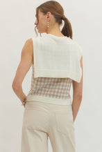 Load image into Gallery viewer, Gingham Faux Sweater Top - Oatmeal