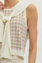 Load image into Gallery viewer, Gingham Faux Sweater Top - Oatmeal