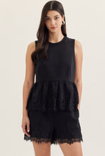 Load image into Gallery viewer, Lacey Trim Tank Top - Black