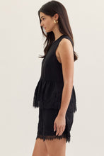 Load image into Gallery viewer, Lacey Trim Tank Top - Black