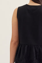 Load image into Gallery viewer, Lacey Trim Tank Top - Black