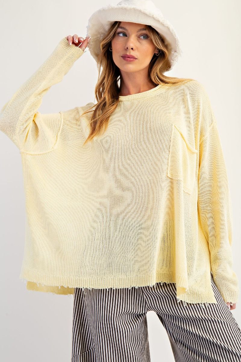 Maia Relaxed Knit Sweater - Butter Yellow