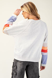 Lyla Color Block Pullover - Heather Grey