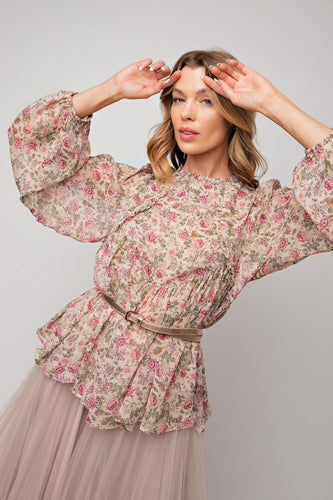 Daisy Jones Floral Blouse - Blush