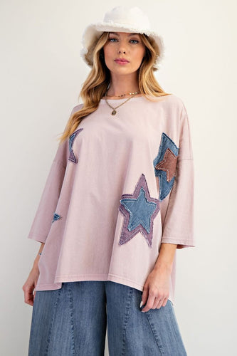Starry Eyed Boxy Tee - Dusty Rose