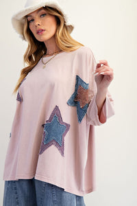 Starry Eyed Boxy Tee - Dusty Rose