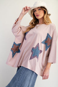 Starry Eyed Boxy Tee - Dusty Rose