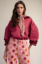 Load image into Gallery viewer, 3/4 Sleeves Button Down Top - Berry