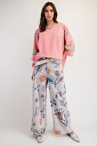Elaine Mix Print Top - Faded Coral