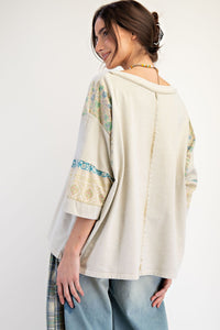Elaine Mix Print Top - Sage Oatmeal
