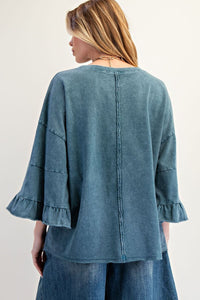 Remi Ruffle Sleeve Top - Teal