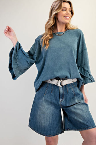 Remi Ruffle Sleeve Top - Teal