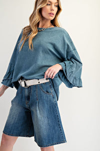 Remi Ruffle Sleeve Top - Teal