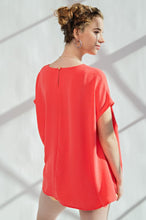 Load image into Gallery viewer, Mavis Split Hem Top - Hot Coral *Curvy*