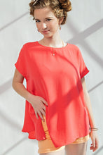 Load image into Gallery viewer, Mavis Split Hem Top - Hot Coral *Curvy*