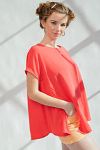 Load image into Gallery viewer, Mavis Split Hem Top - Hot Coral *Curvy*