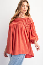 Load image into Gallery viewer, Pintuck Boho Pullover - Boho Red