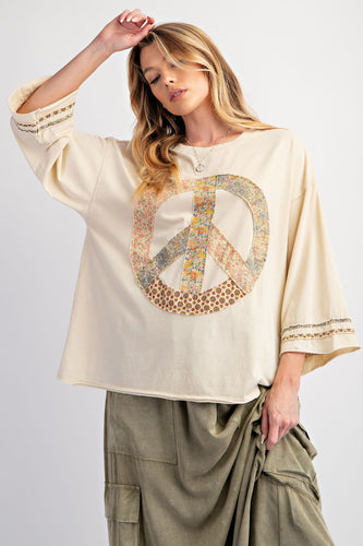 Peace & Love Jersey Tee by Easel - Natural