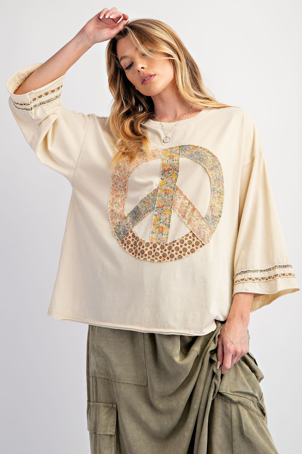 Peace & Love Jersey Tee by Easel - Natural