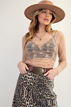 Load image into Gallery viewer, Ruched Sheer Lace Top - Nude