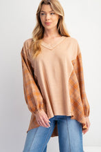 Load image into Gallery viewer, Joni Plaid Jersey Top - Camel
