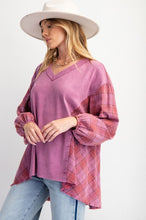 Load image into Gallery viewer, Joni Plaid Jersey Top - Orchid