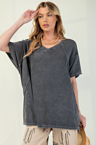 Mineral Washed Oversized Tee by Easel - Ash *Regular & Curvy*