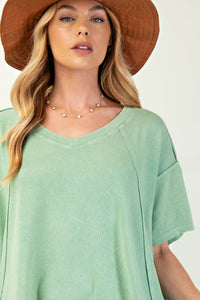 Mineral Washed Oversized Tee by Easel - Green Apple *Regular & Curvy*
