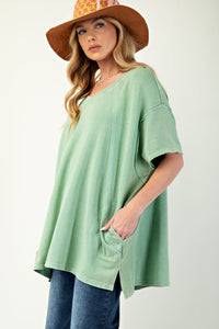 Mineral Washed Oversized Tee by Easel - Green Apple *Regular & Curvy*