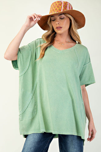 Mineral Washed Oversized Tee by Easel - Green Apple *Regular & Curvy*