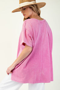Mineral Washed Oversized Tee by Easel - Malibu Pink *Regular & Curvy*