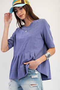 Elsie Pleated Top - Tea Blue