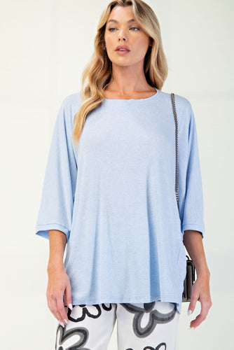 Soft Washed Oversized Tee by Easel - Blue *Curvy*