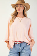 Soft Washed Oversized Tee by Easel - Peach *Curvy*