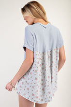 Load image into Gallery viewer, Missy Floral Henley Tee - Cotton Blue