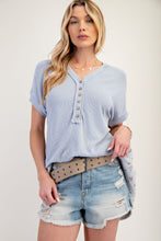 Load image into Gallery viewer, Missy Floral Henley Tee - Cotton Blue