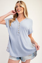 Load image into Gallery viewer, Missy Floral Henley Tee - Cotton Blue
