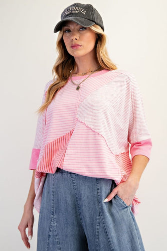 Candy Striper Pink Oversized Top