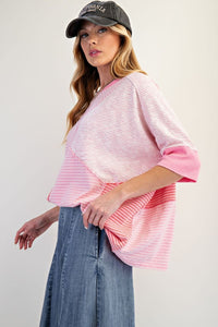 Candy Striper Pink Oversized Top