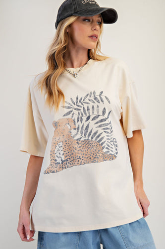 Cheetah Graphic Tee by Easel - Vanilla