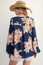 Load image into Gallery viewer, Mikayla Floral Blouse - Navy