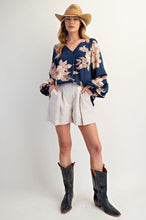Load image into Gallery viewer, Mikayla Floral Blouse - Navy