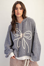 Load image into Gallery viewer, Embroidered Bow Hoodie - Midnight