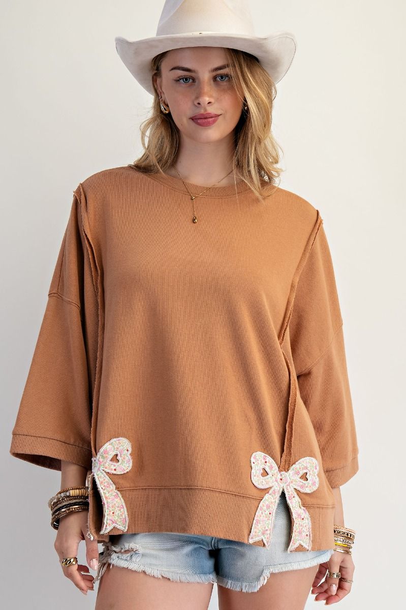Tied With A Bow Pullover - Camel