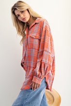 Load image into Gallery viewer, Deb Washed Plaid Button Down - Coral