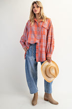 Load image into Gallery viewer, Deb Washed Plaid Button Down - Coral