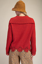 Load image into Gallery viewer, Fireside Crochet Knit Sweater - Boho Red