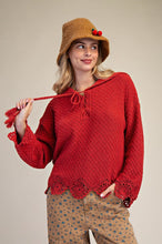 Load image into Gallery viewer, Fireside Crochet Knit Sweater - Boho Red