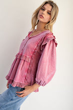 Load image into Gallery viewer, Autumn Afternoon Ruffle Top - Rose