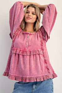 Autumn Afternoon Ruffle Top - Rose